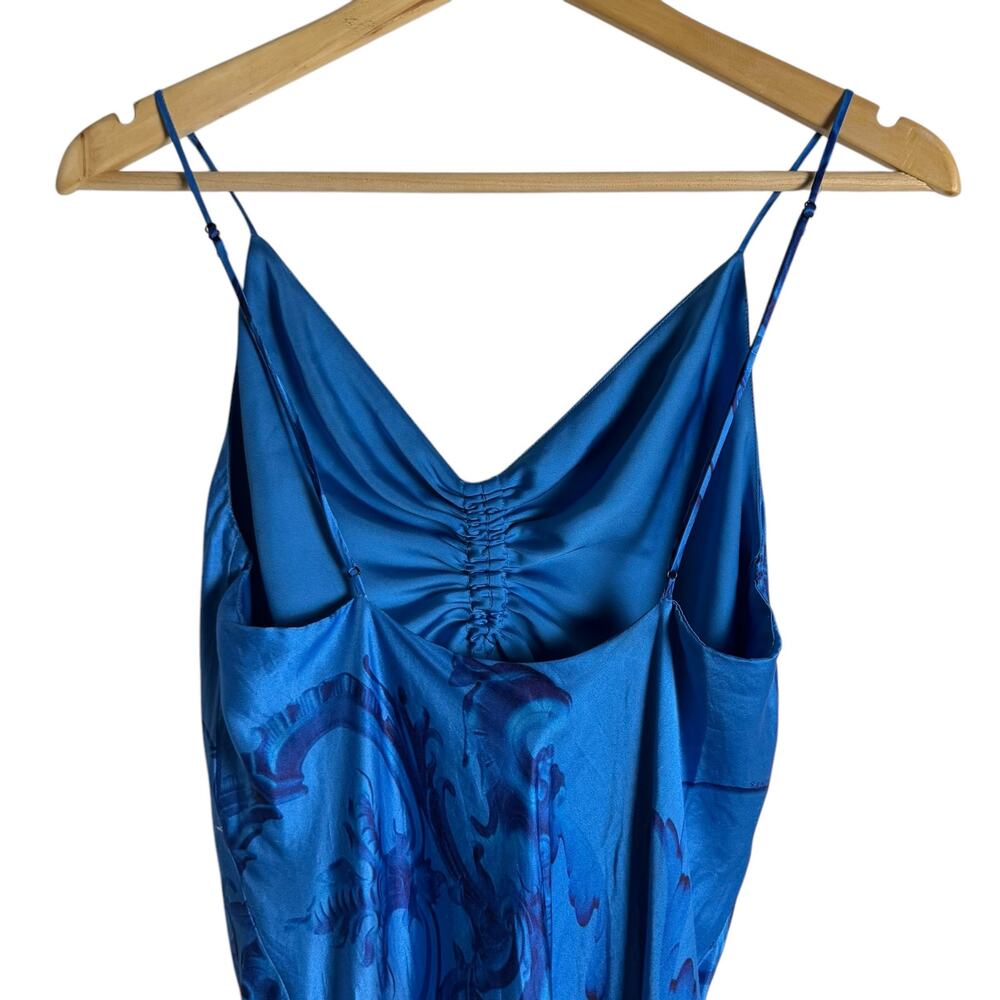 AllSaints Alexia Isabella Blue Tie Dye Asymmetric Sleeveless Midi Dress Size 4 - Picture 11 of 15